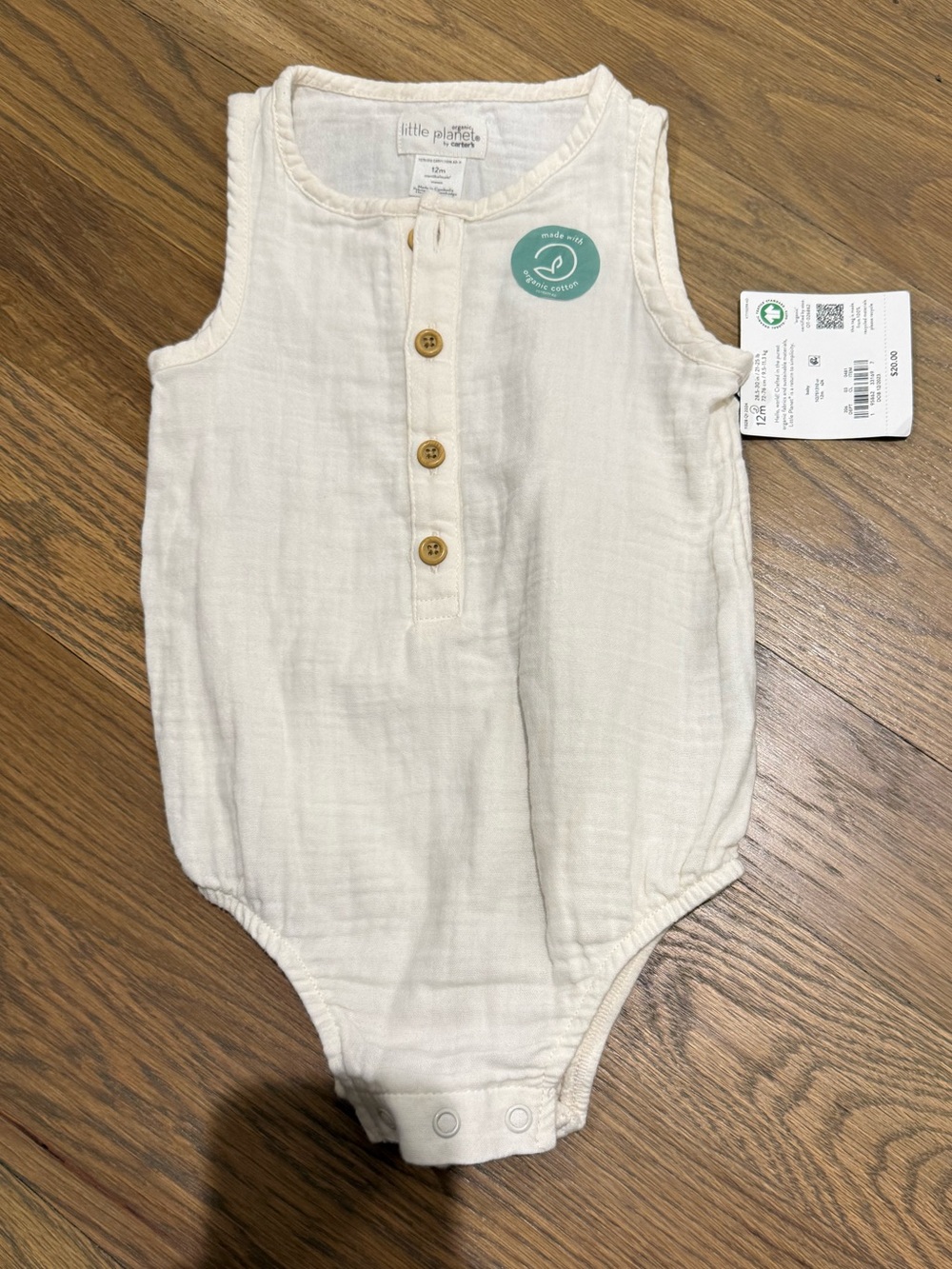 Little Planet by Carter's Cream Sleeveless Organic Cotton Onesie